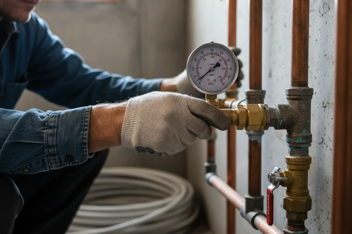 Pressure testing a repaired line during Water Line Repair in Bolton