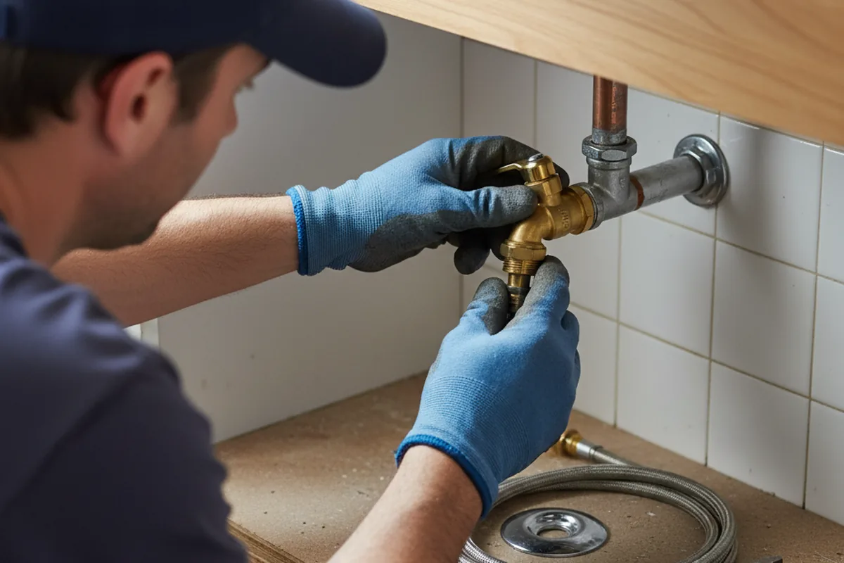 Shutoff valve and fitting work during Burst Pipe Repair in Bolton